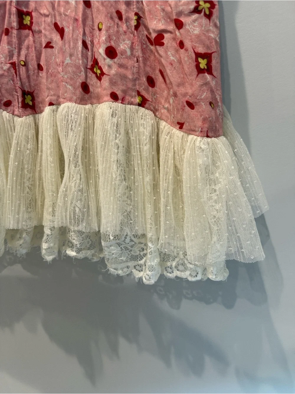 Anthropologie Dusty Pink Floral Lace-Trim Mini Dress - Picture 8 of 12